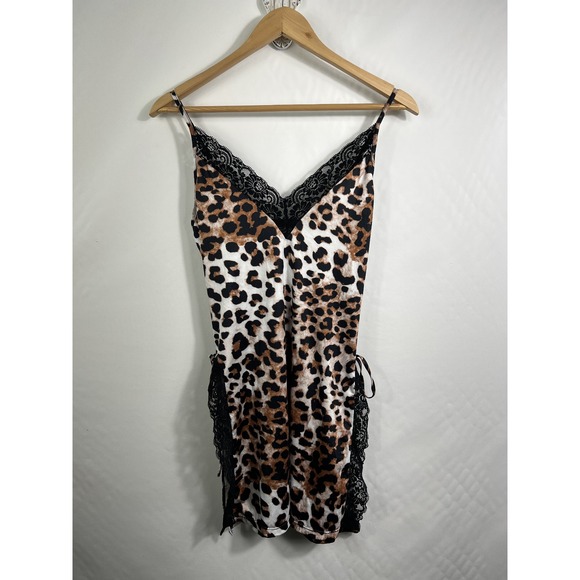 LEOPARD Print Silky Babydoll Lingerie Chemise Slip Nightie | SMALL | Avidlove - Picture 3 of 10